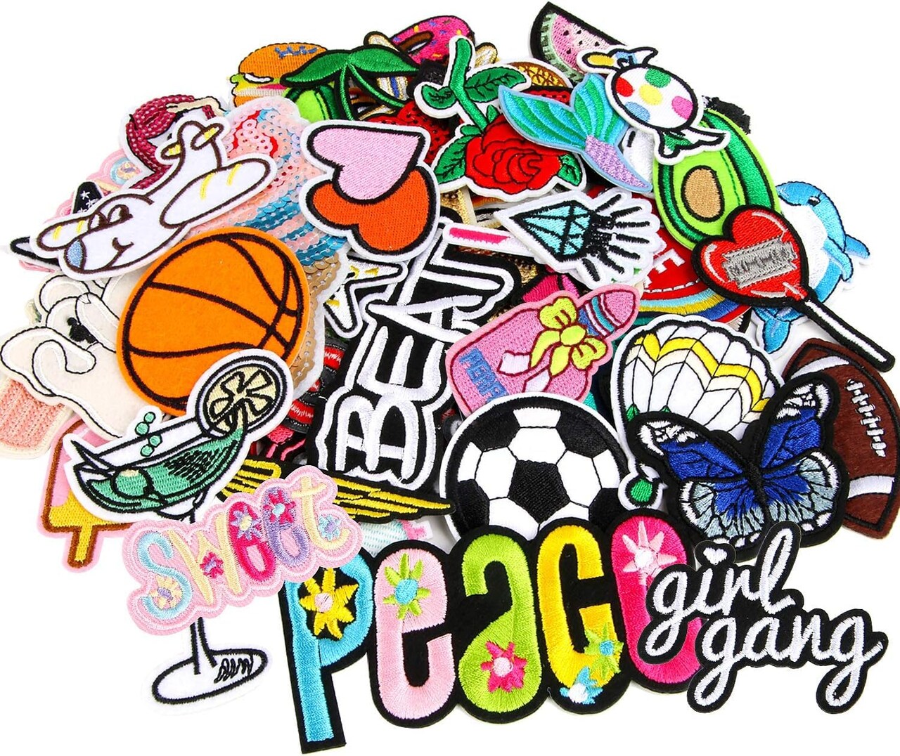 36pcs Random Assorted Styles Embroidered Iron on Patches DIY Sew Applique Repair Patch Sew on Patches for Backpacks Pants Clothes Jeans Jackets Hat